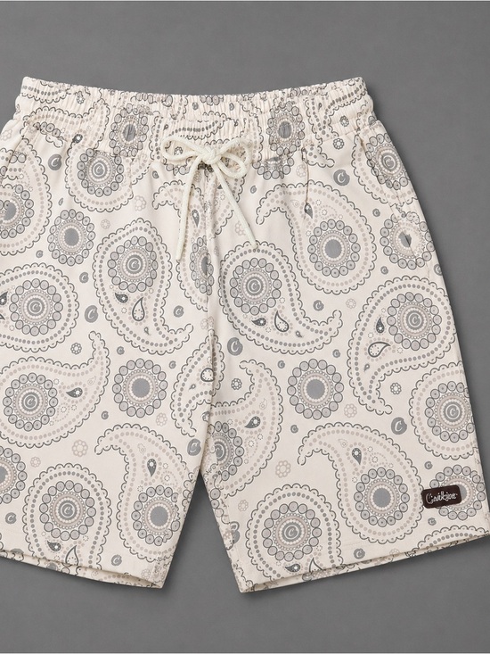 Cookies Other - Cookies White Paisley Men's Swim Trunks – Lightweight Beach Shorts
